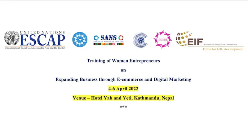 Training of Women Entrepreneurs on Expanding Business through E-commerce and Digital Marketing